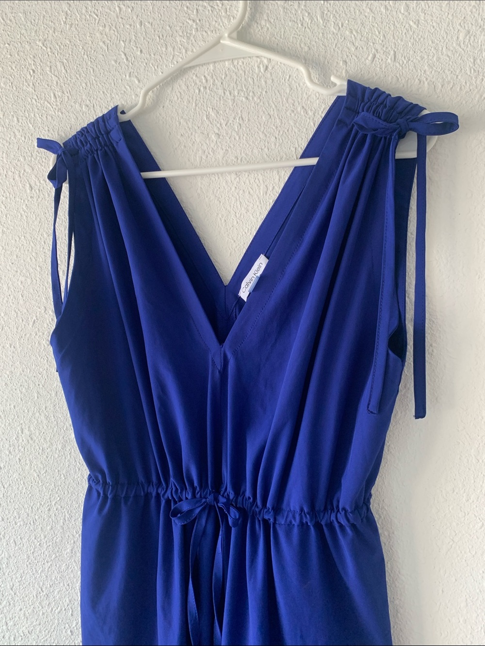 Calvin Klein Sleeveless V-Neck Tie-Shoulder Maxi Dress in Royal Blue - Picture 4 of 6